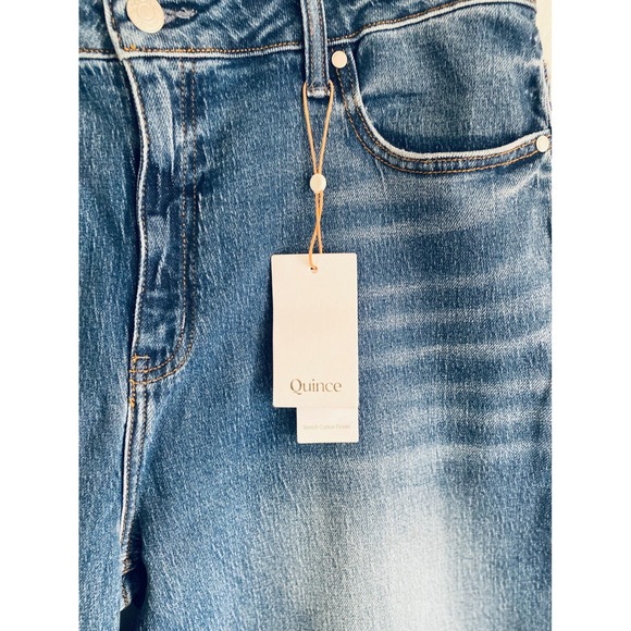 NEW Quince Bella Stretch Barrel Jeans Atlantic Blue High Rise Size 33 - Picture 9 of 14